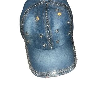 Brand New Crystal-Studded Denim Cap